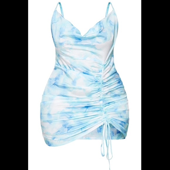 PrettyLittleThing Blue Tie Dye Bodycon Dress - Picture 2 of 6